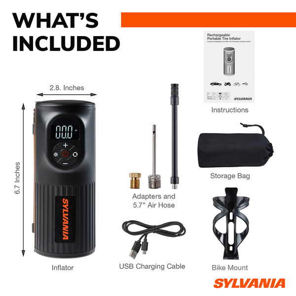 SYLVANIA Handheld Rechargeable Tire Inflator, , hi-res