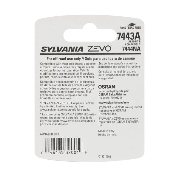 SYLVANIA 7443 AMBER ZEVO LED Mini Bulb, 2 Pack, , hi-res