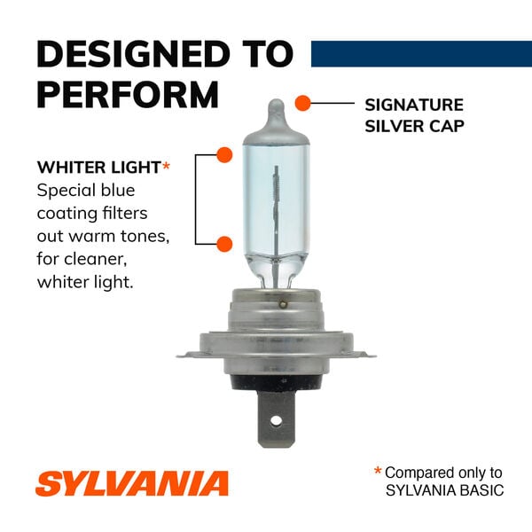 SYLVANIA H7 SilverStar Halogen Headlight Bulb, 2 Pack