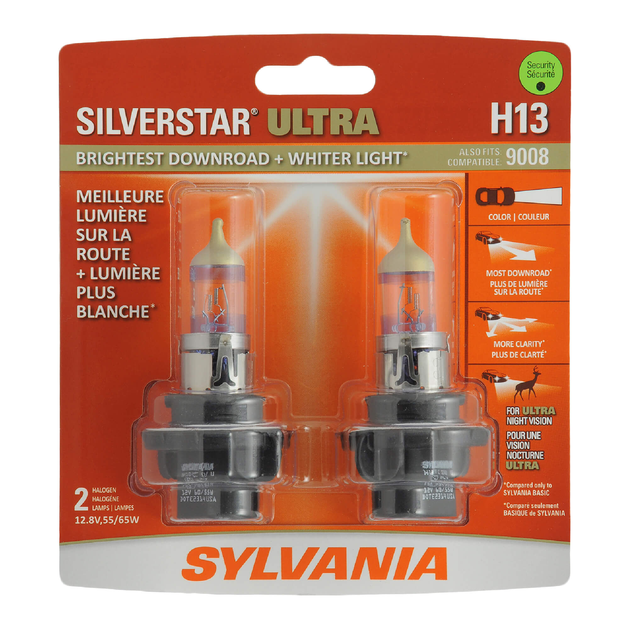 Sylvania Silverstar Ultra 9008 H13 65/55w Zwei Birnen Scheinwerfer Doppel Beam 
