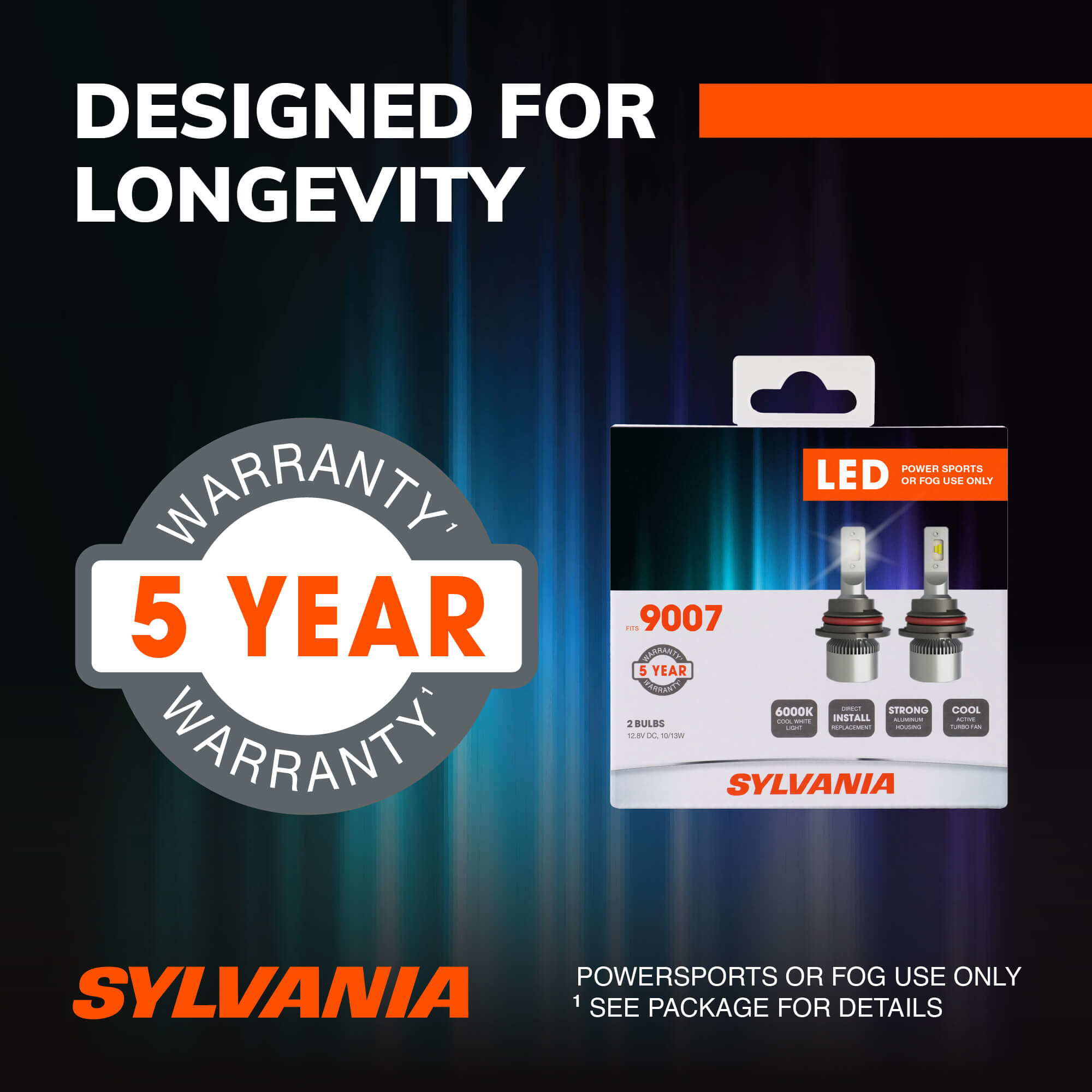 SYLVANIA 9007 LED Fog Powersports Bulb 2 Pack