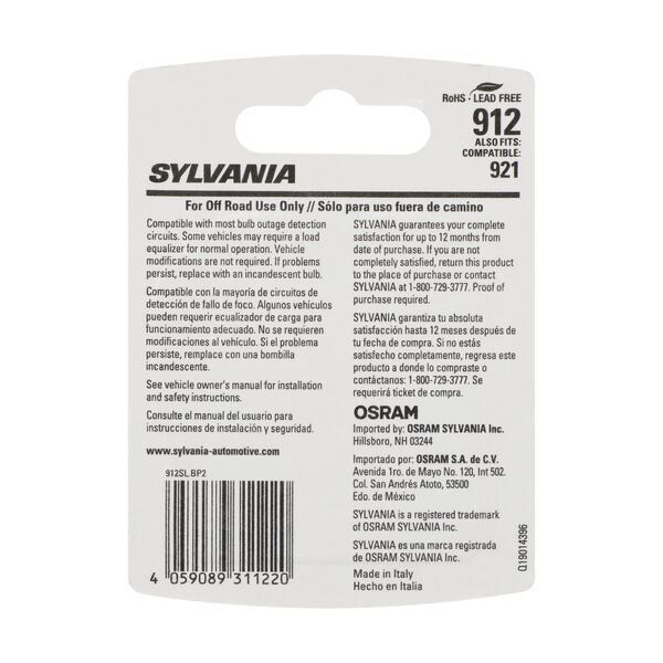 SYLVANIA 912 WHITE SYL LED Mini Bulb, 2 Pack, , hi-res
