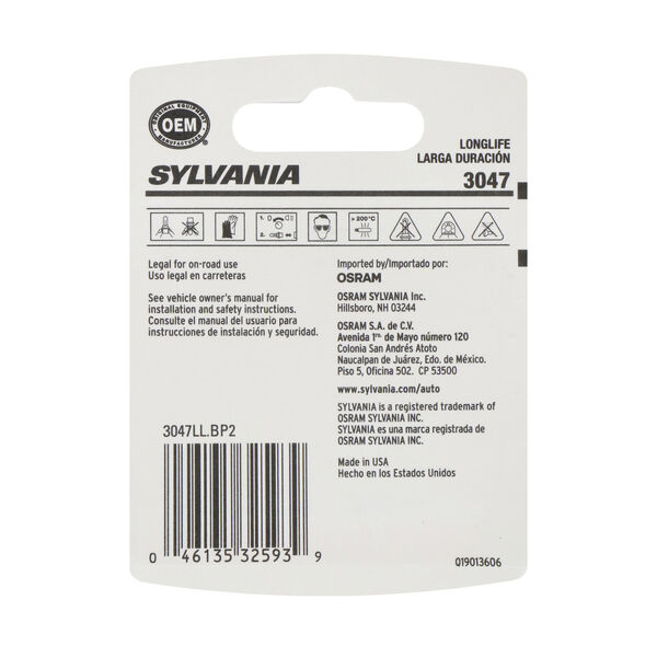 SYLVANIA 3047 Long Life Mini Bulb, 2 Pack, , hi-res