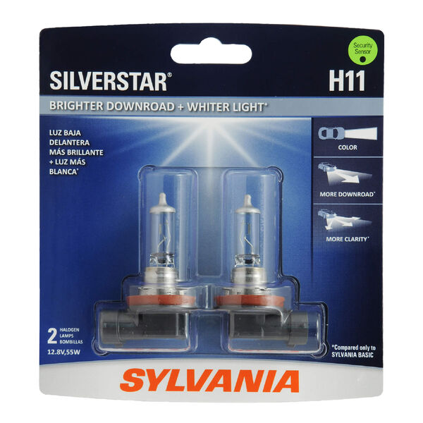 SYLVANIA H11 SilverStar Halogen Headlight Bulb, 2 Pack, , hi-res