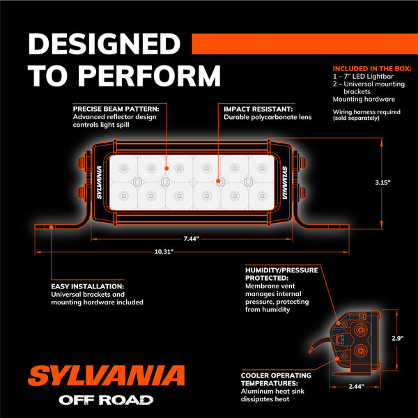 SYLVANIA Ultra 7 Inch LED Light Bar - Spot, , hi-res