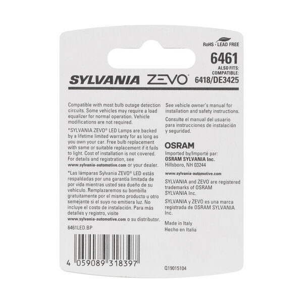 SYLVANIA 6461 WHITE ZEVO LED Mini, 1 Pack, , hi-res