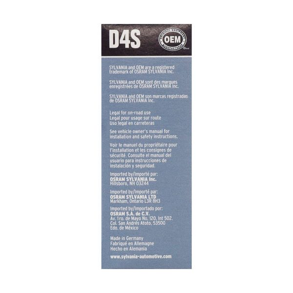 SYLVANIA D4S Basic HID Headlight Bulb, 1 Pack, , hi-res