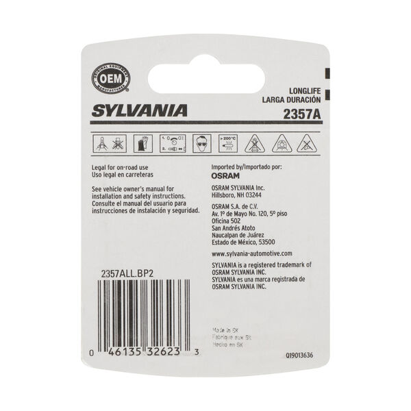 SYLVANIA 2357A Long Life Mini Bulb, 2 Pack, , hi-res