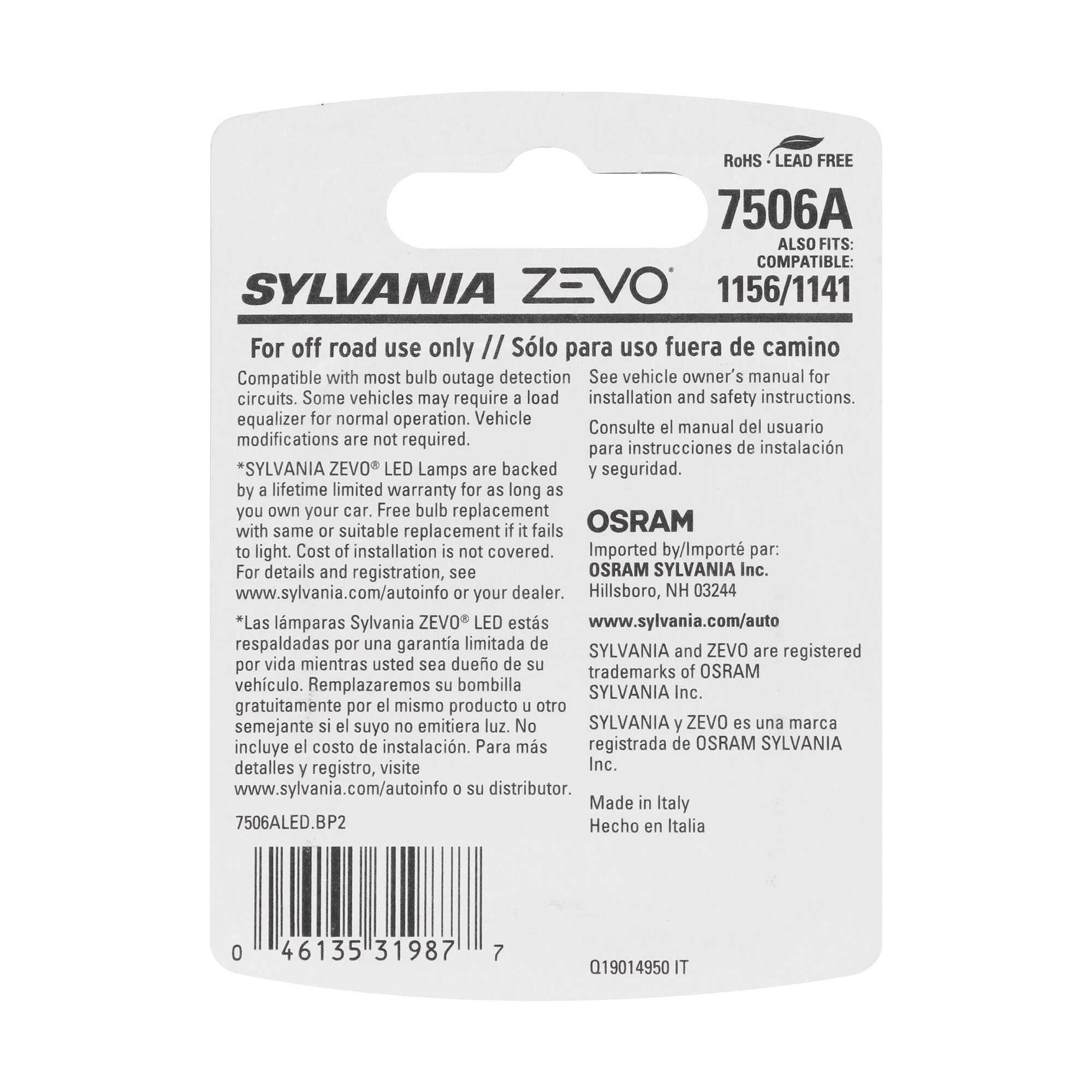 SYLVANIA 7506A AMBER ZEVO LED Mini Bulb, 2 Pack