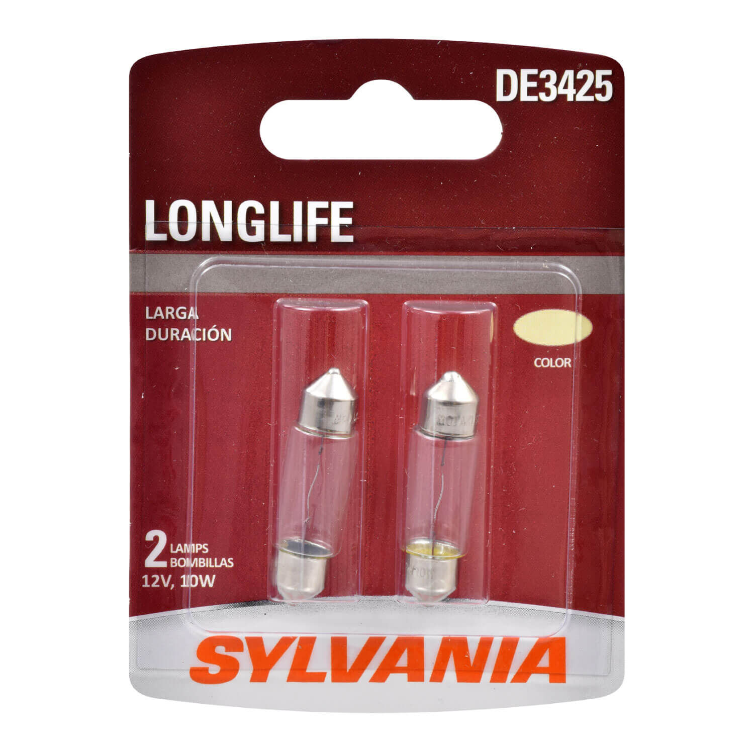 SYLVANIA DE3425 Long Life Mini Bulb, 2 Pack