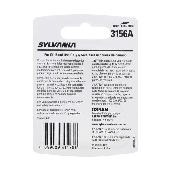 SYLVANIA 3156A AMBER SYL LED Mini Bulb Mini Bulb, 2 Pack, , hi-res