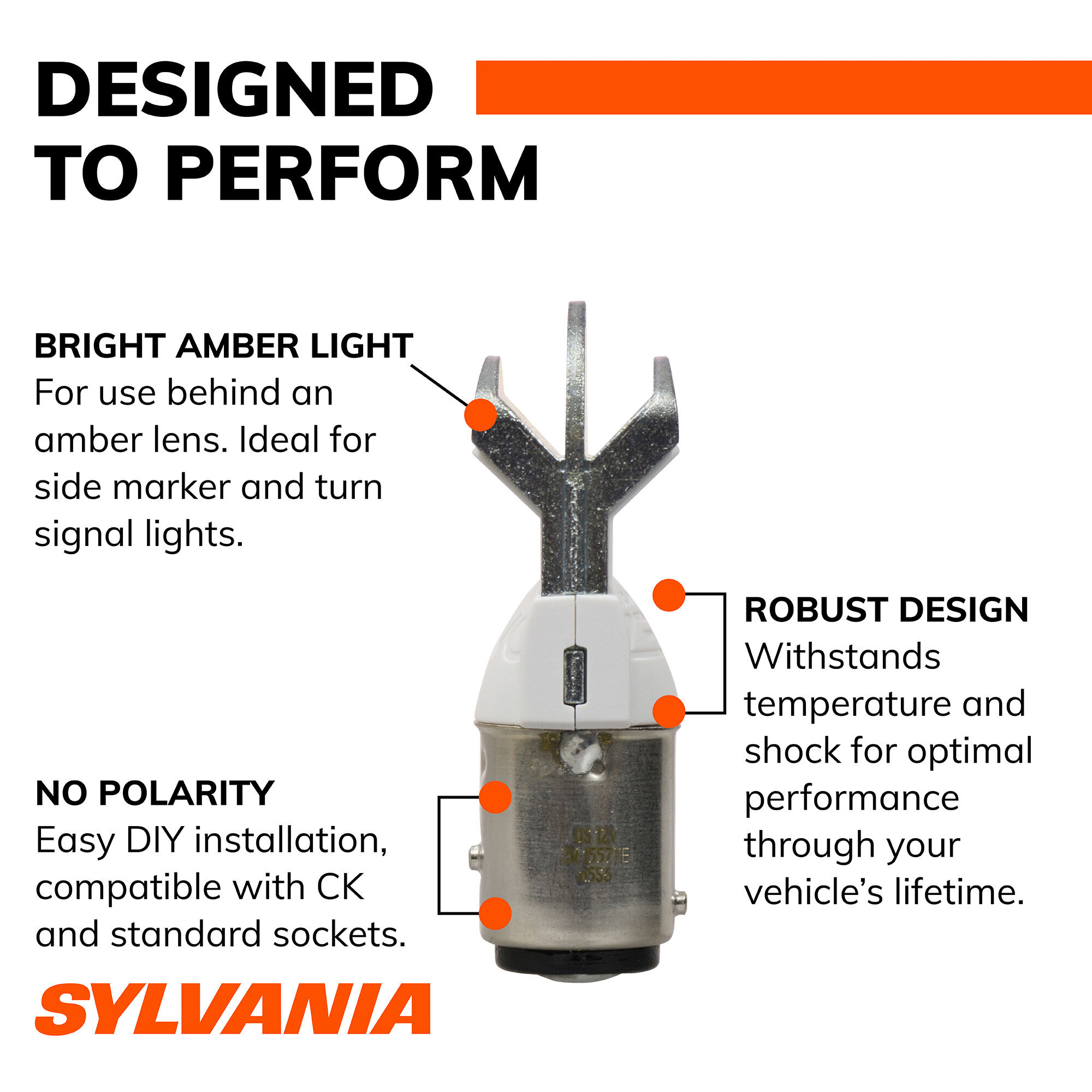 SYLVANIA 2057A AMBER ZEVO LED Mini, 2 Pack