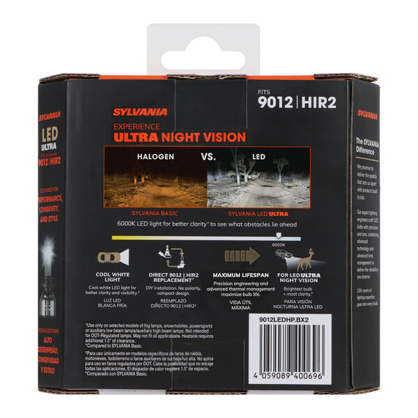 SYLVANIA 9012 LED Ultra Powersports & Fog Bulb, 2 Pack, , hi-res