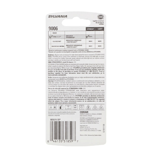 SYLVANIA 9006 XtraVision Halogen Headlight Bulb, 1 Pack, , hi-res