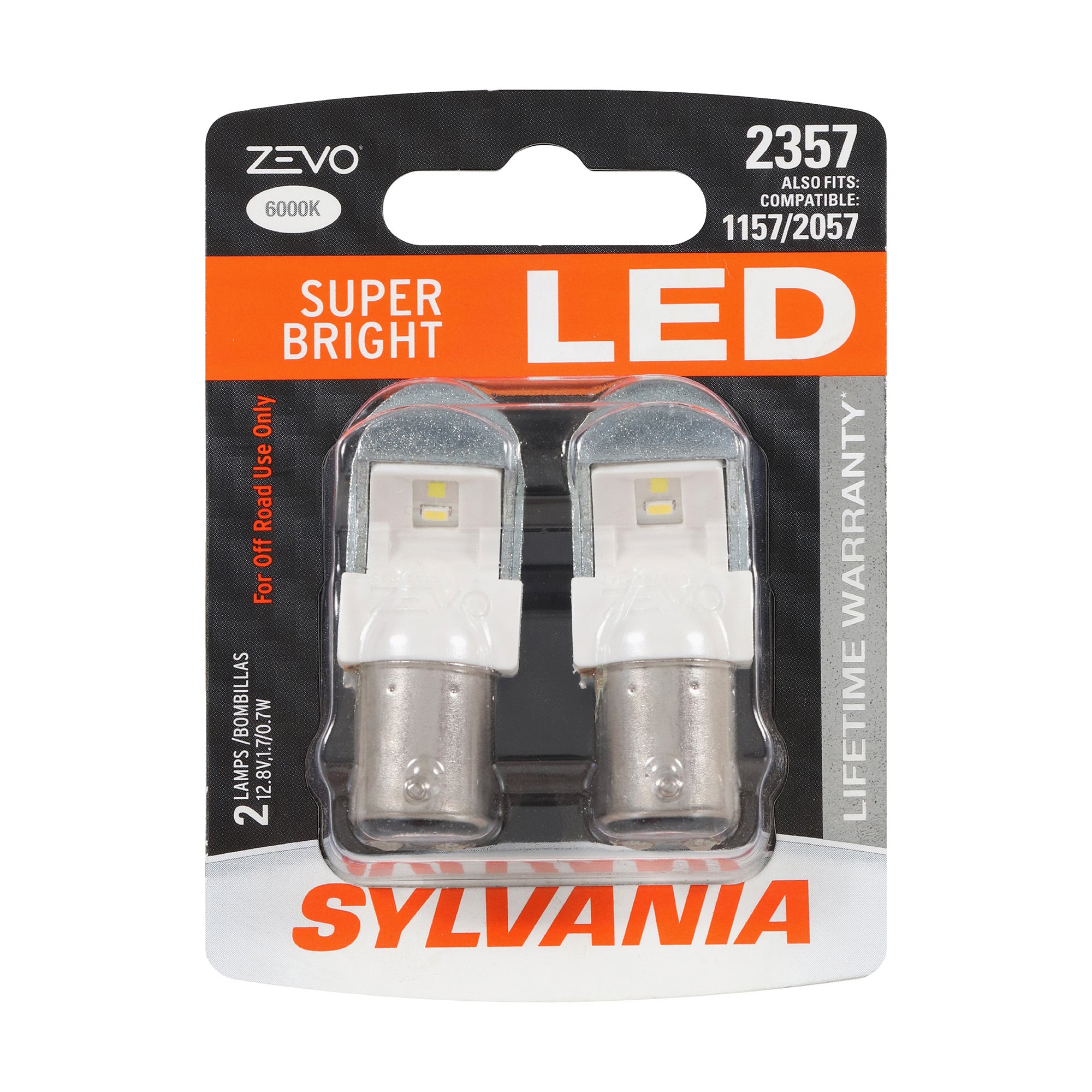 SYLVANIA 2357 WHITE ZEVO LED Mini, 2 Pack