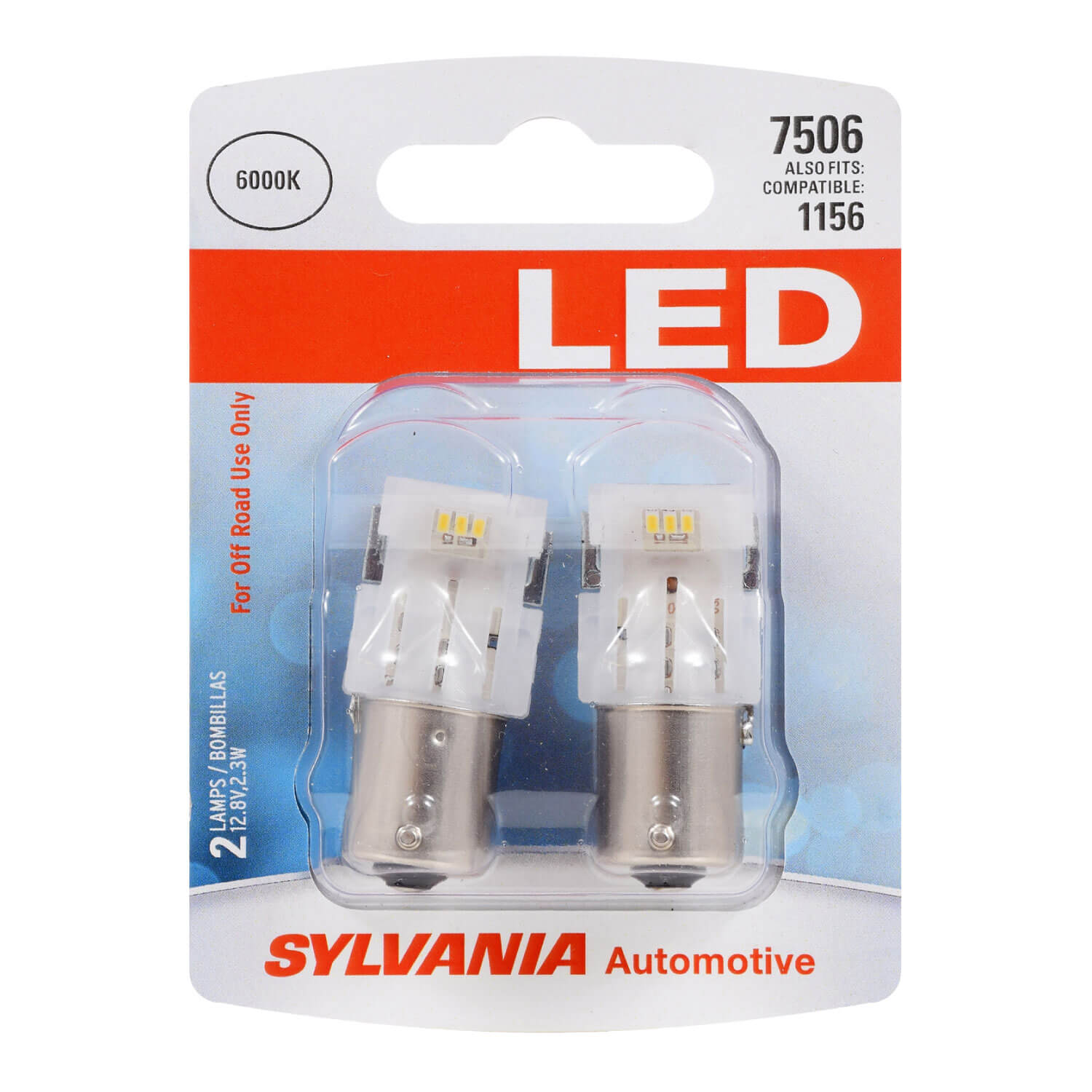 Turn Signal Light Bulb-ZEVO Blister Pack Twin SYLVANIA RETAIL PACKS 7506LED.BP2