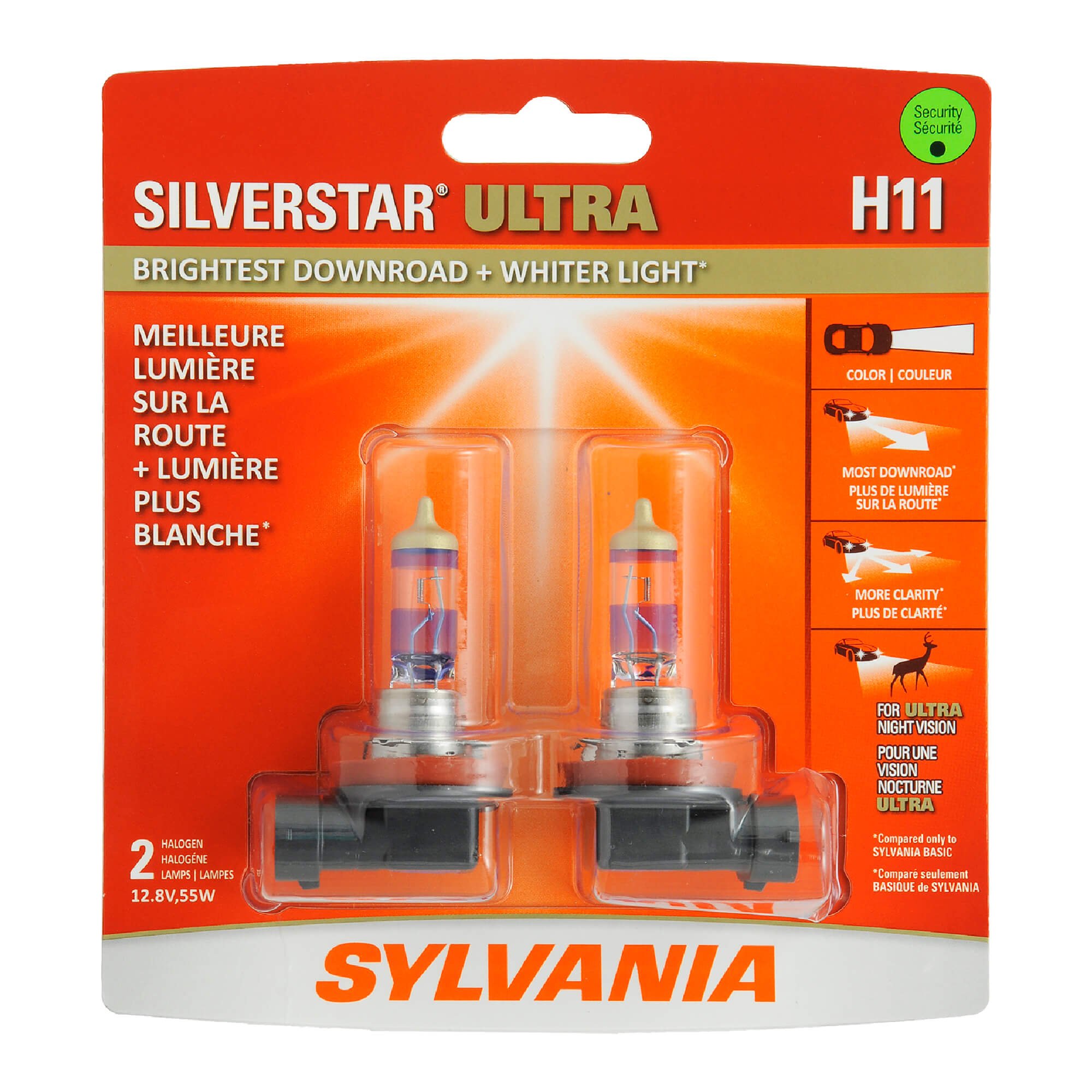 SYLVANIA H11 SilverStar ULTRA Halogen Bulb, 2 Pack