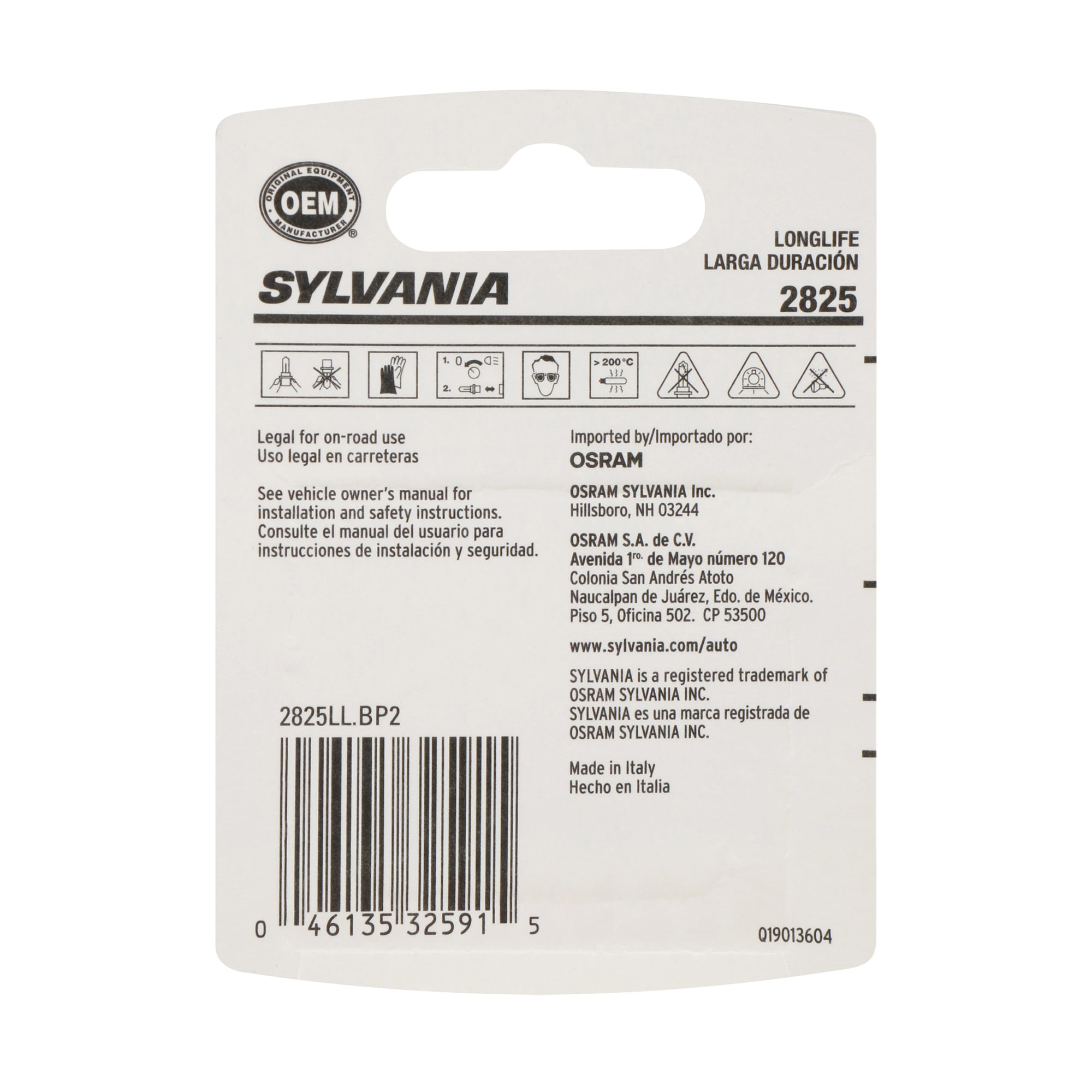 SYLVANIA 2825 Long Life Mini Bulb, 2 Pack