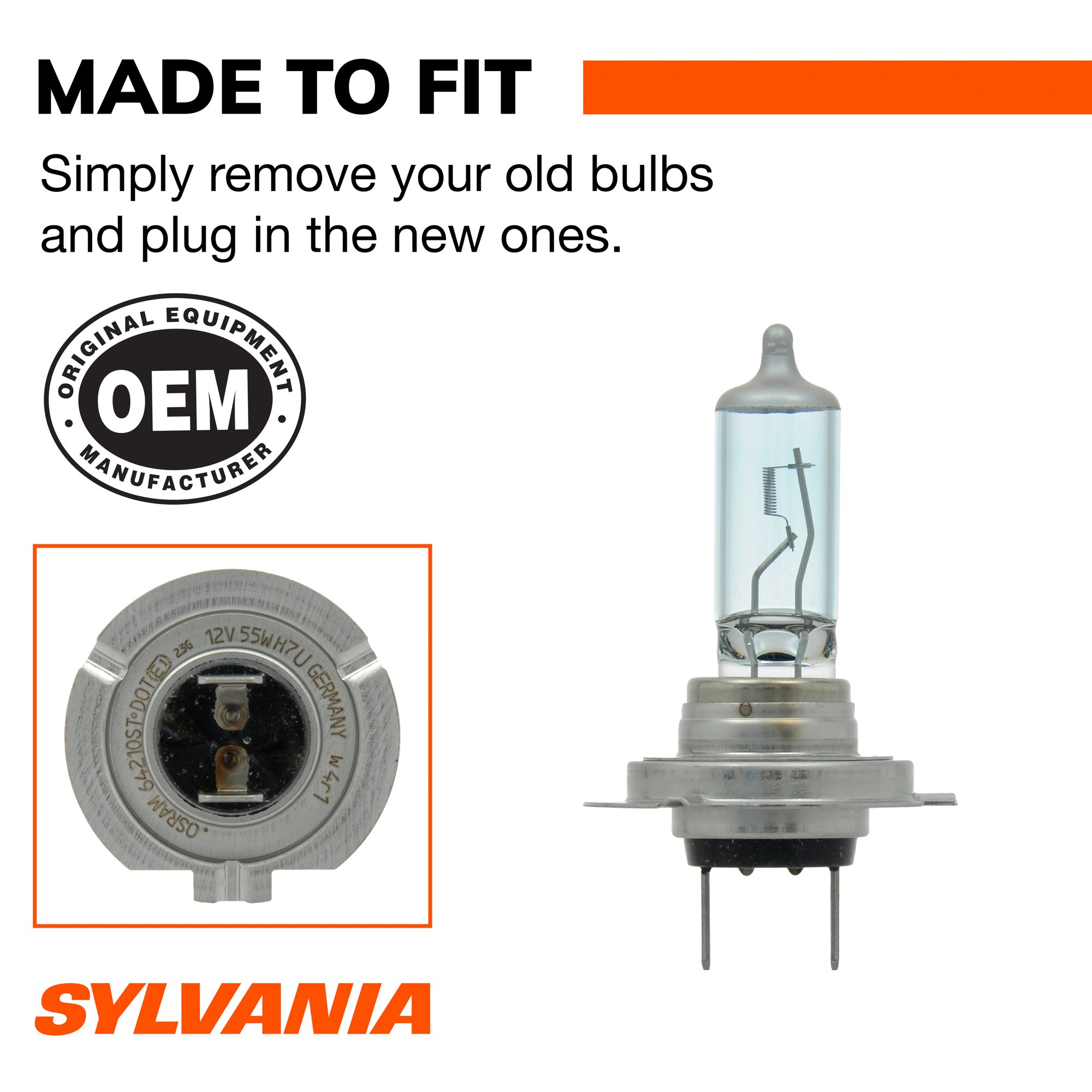 SYLVANIA H7 SilverStar Halogen Headlight Bulb, 2 Pack