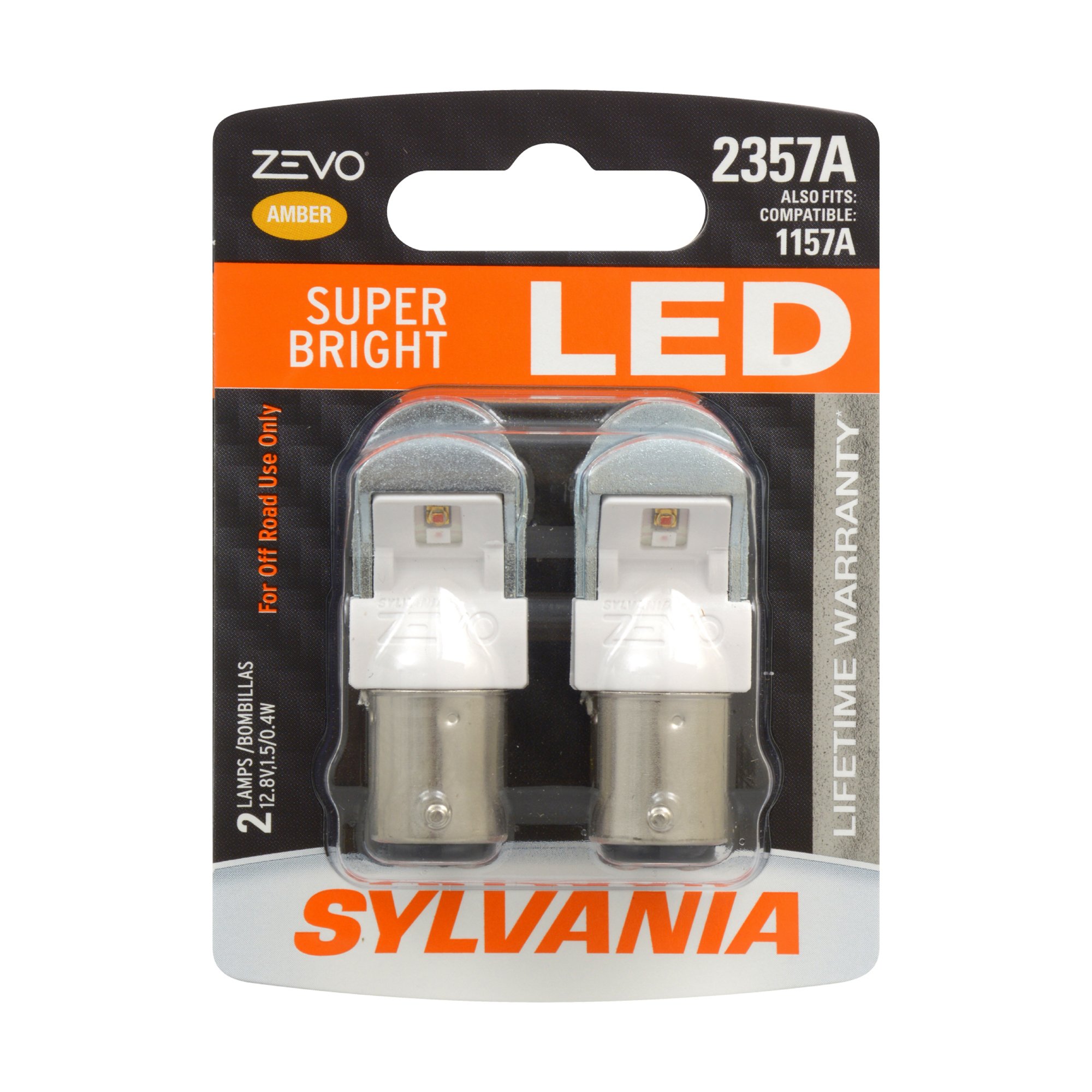 SYLVANIA 2357A AMBER ZEVO LED Mini, 2 Pack