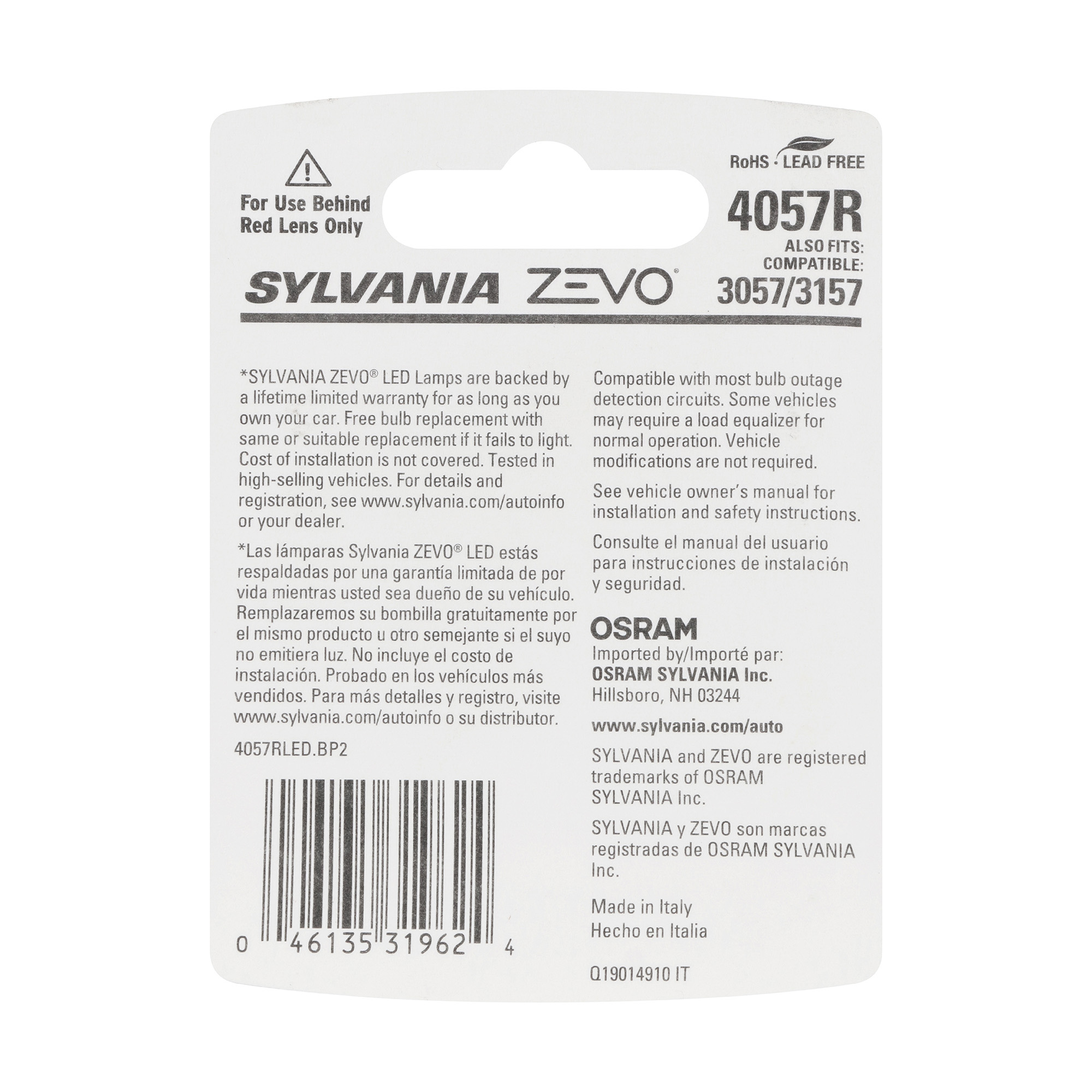 SYLVANIA 4057R RED ZEVO LED Mini, 2 Pack
