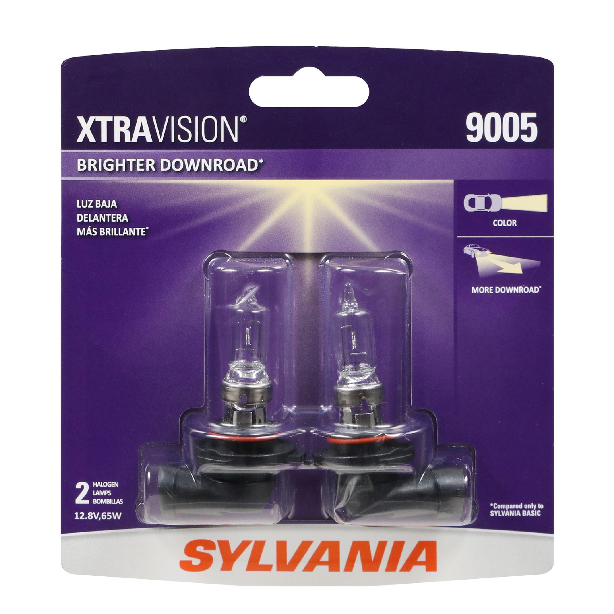 SYLVANIA 9005 XtraVision Halogen Headlight Bulb, 2 Pack