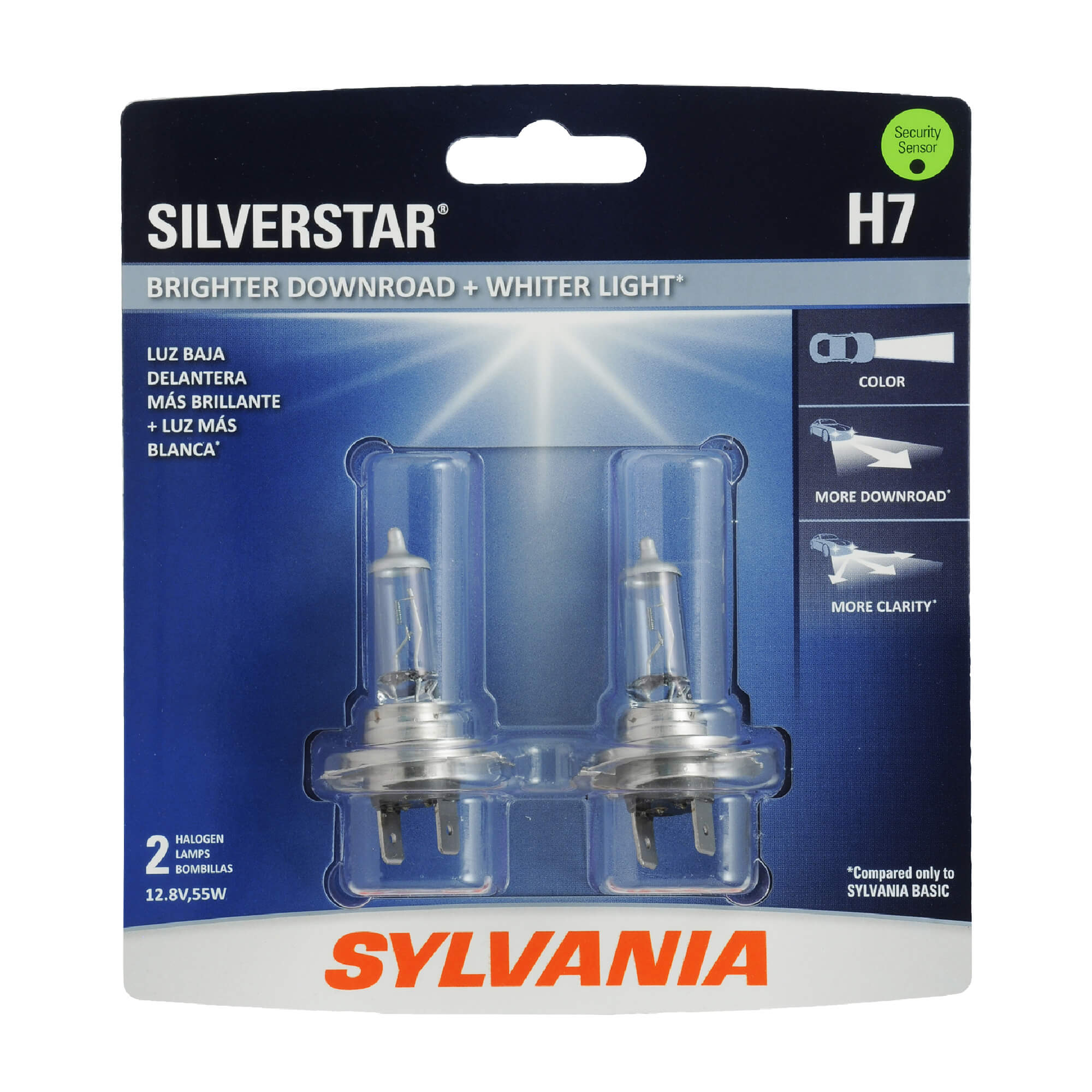 SYLVANIA H7 SilverStar Halogen Headlight Bulb, 2 Pack