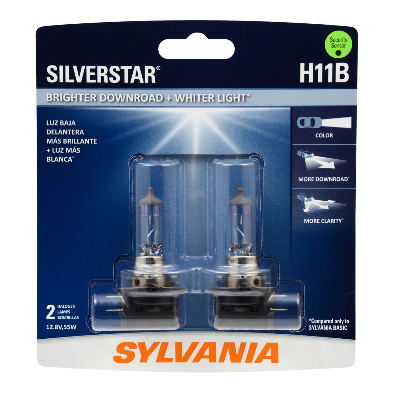 SYLVANIA H11B SilverStar Halogen Headlight Bulb, 2 Pack
