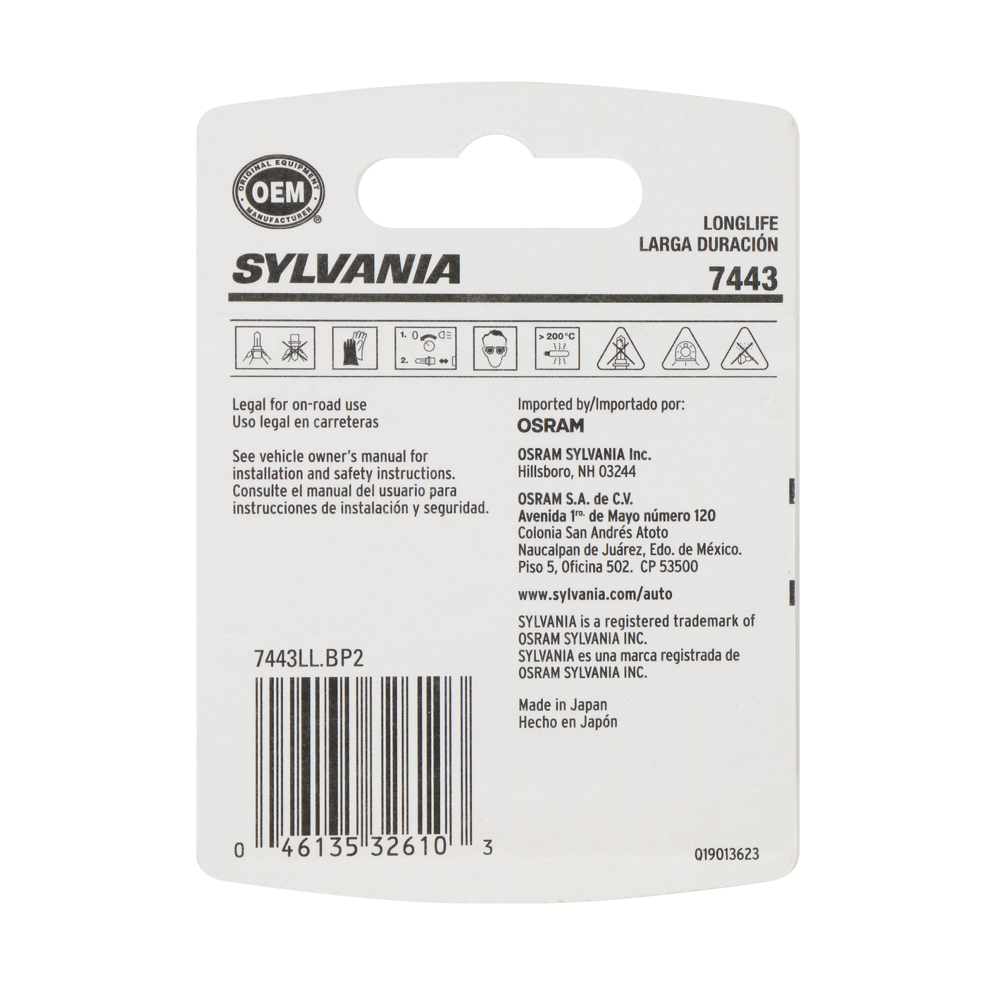 SYLVANIA 7443 Long Life Mini Bulb, 2 Pack