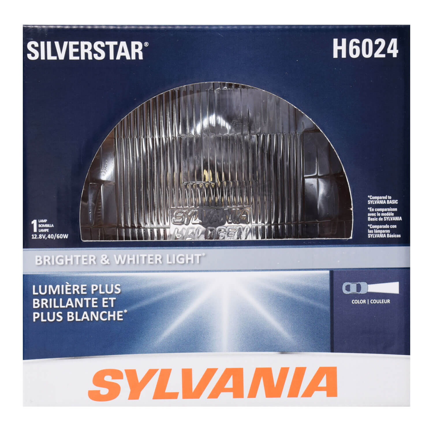 H6024 Super Vision Crystal Headlight - 7 Inch Round Halogen Sealed Beam, 110/130W Replacement