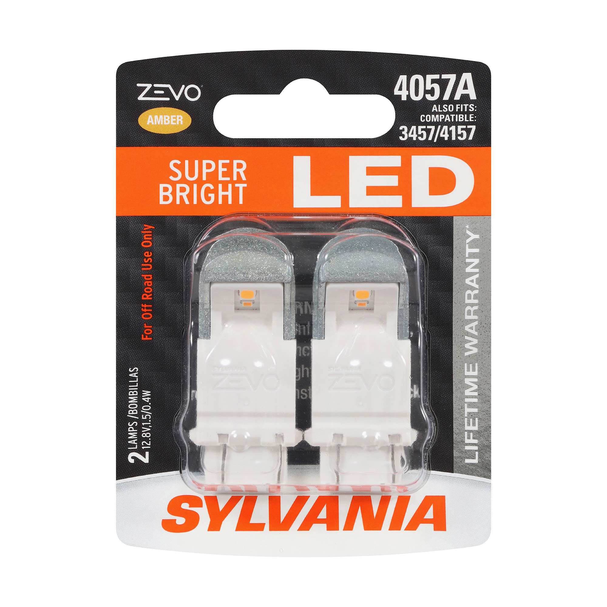 SYLVANIA 4057 AMBER ZEVO LED Mini Bulb, 2 Pack