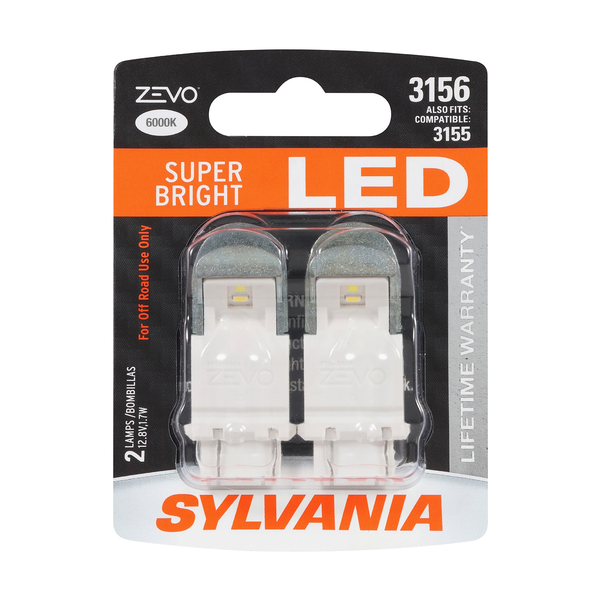 SYLVANIA 3156 WHITE ZEVO LED Mini, 2 Pack