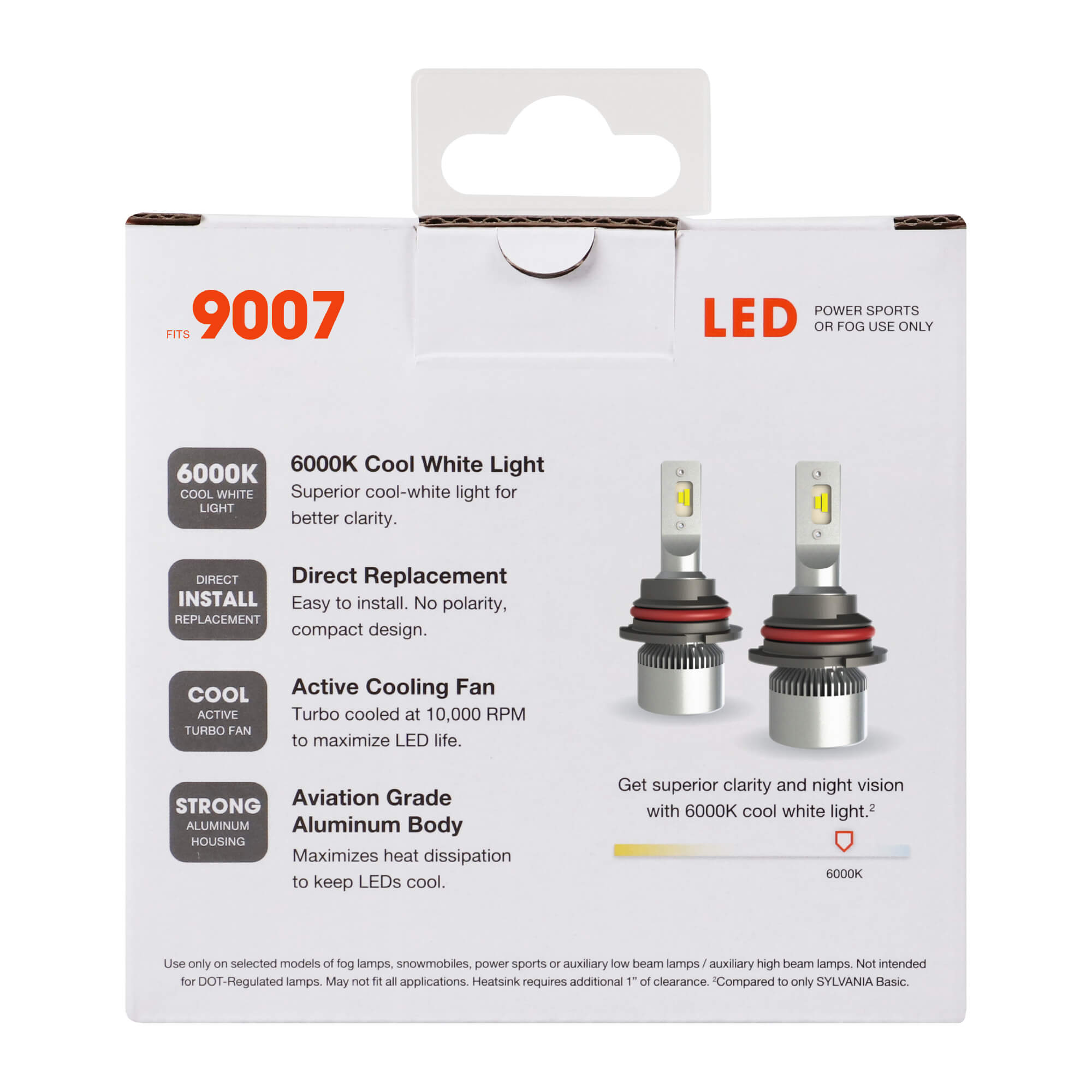 SYLVANIA 9007 LED Fog & Powersports Bulb, 2 Pack