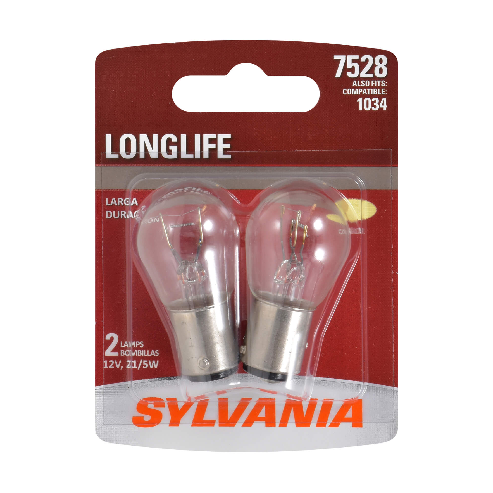 Ideal for Daytime Running Lights Contains 2 Bulbs Bulb and Back-Up/Reverse Lights SYLVANIA 7528 Long Life Miniature DRL 