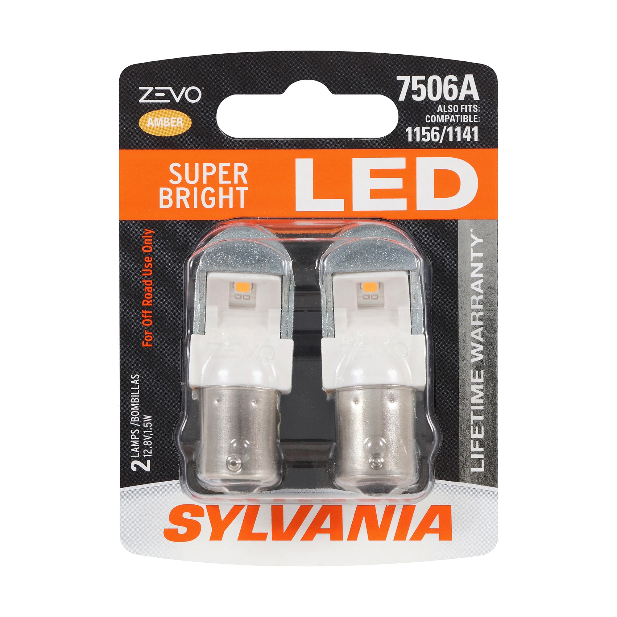 SYLVANIA 7506A AMBER ZEVO LED Mini Bulb, 2 Pack
