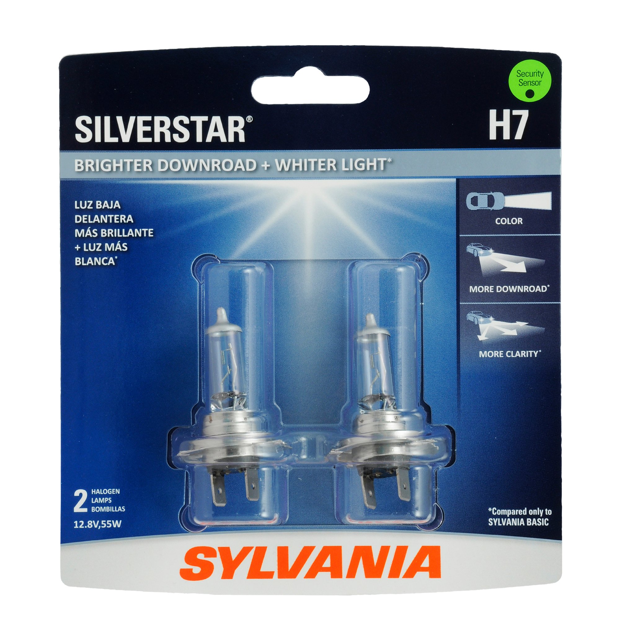 SYLVANIA H7 SilverStar Halogen Headlight Bulb, 2 Pack